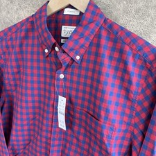 J. Crew Secret Wash Shirt Mens Size Small Red Blue Check Button Down Classic Fit