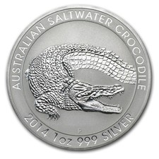 2014 Australia 1 oz Silver Saltwater Crocodile BU 77.41 per troy oz