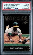 1991 LEAF GOLD ROOKIES RECORD STEAL #BC26 RICKEY HENDERSON ROOKIE RC PSA 10