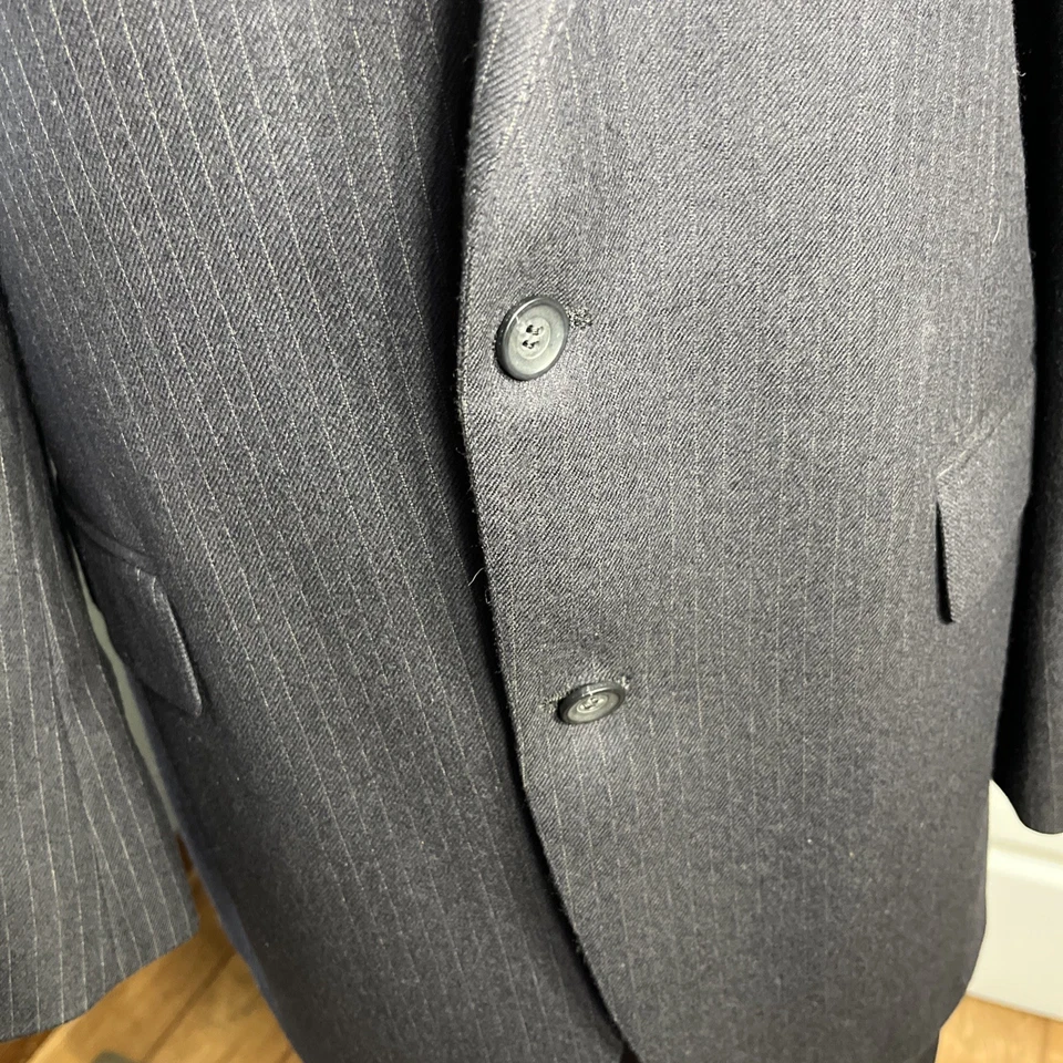 VTG 1980s Lord and Taylor Suit Mens 42R Blue Pinstripe 2 Button Wool 34x30 - Image 3 of 4