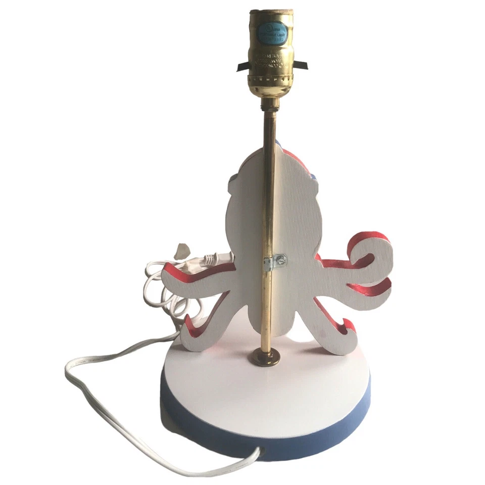 Lámpara infantil pulpo KIDSLINE madera niño pequeño rojo azul amarillo criatura marina 13" Foto 2 de 4