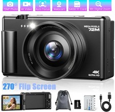 Digital Camera for Photography, 4K 72MP Autofocus 2.8" 270  Flip Screen 18xZoom