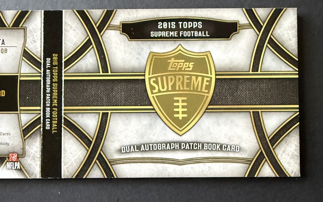 2015 Topps Supreme Auto Patch Book Card Jameis Winston And Marcus Mariota 3/15 view 6