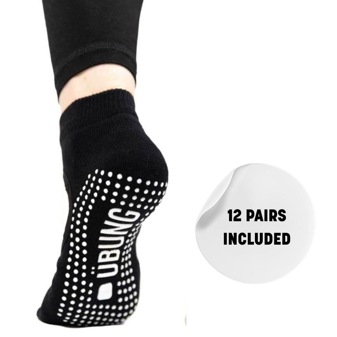 Ubung Yoga Socks Black PSYSK701 Pack of 12 Size 4.5-9 UK Size