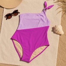 Old Navy One Shoulder Colorblock One Piece Swimsuit Pink Purple Womens Large