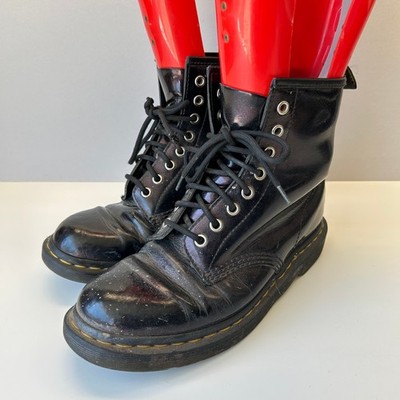 Dr. Doc Martens Glitter Patent Leather Lace Up Boots 25562 Mens 8 Womens 9