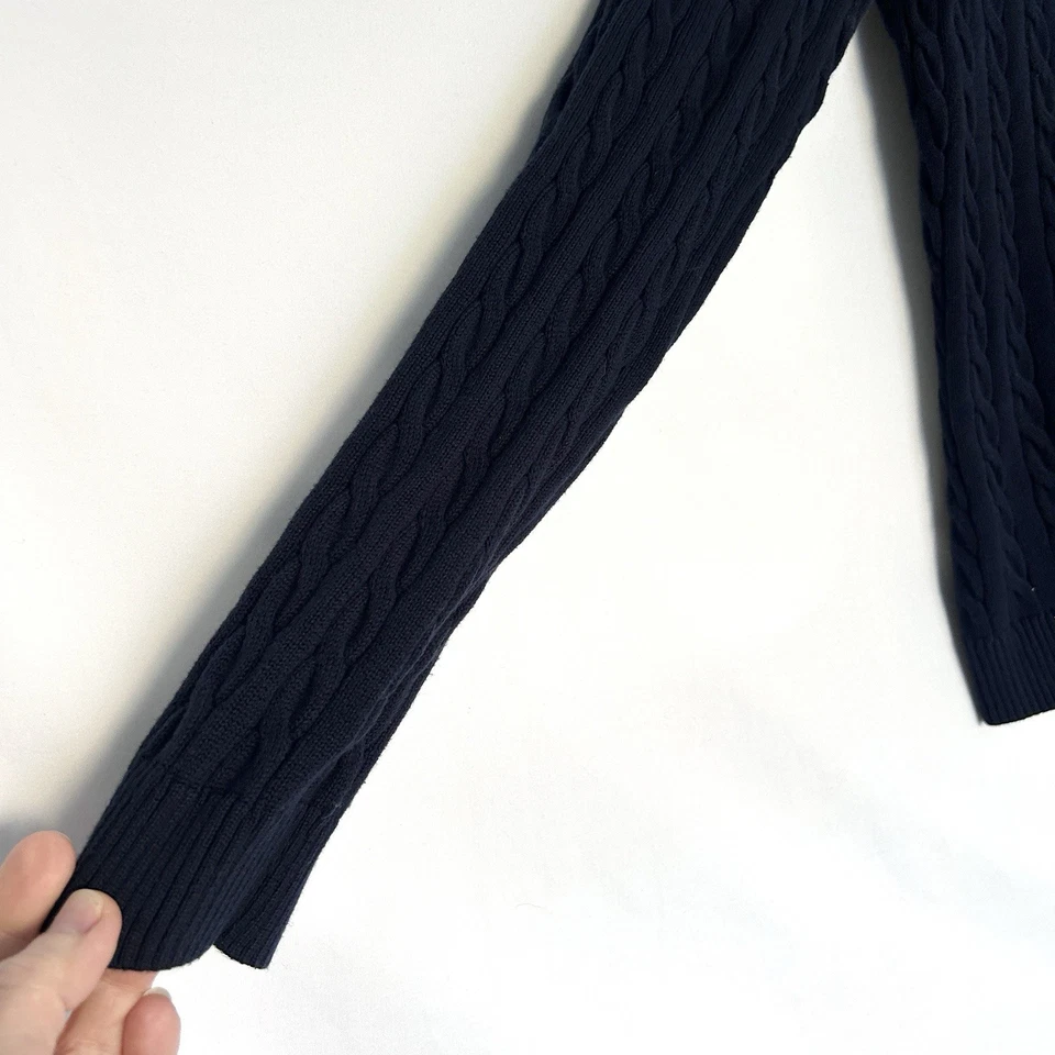 Suéter Brooks Brothers Mujer Old Money Tejido con Cable Talla L Preppy Academia Azul Marino Foto 2 de 4