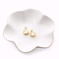 4.7 inch Small Ring Dish, Ceramic Jewelry Holder Tray Catch All Trinket White