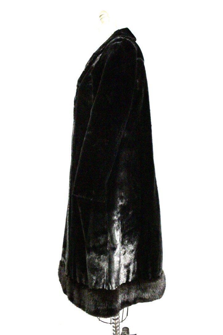 Vintage Mob Wife Black Sheared Mink Fur Coat S/M with Repair image 7