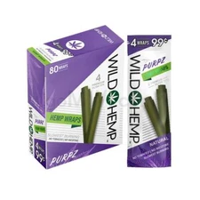 Wild  80 Wraps Organic Rolling Paper 20 Pouch X 4 Wrap Full BOX PURPZ