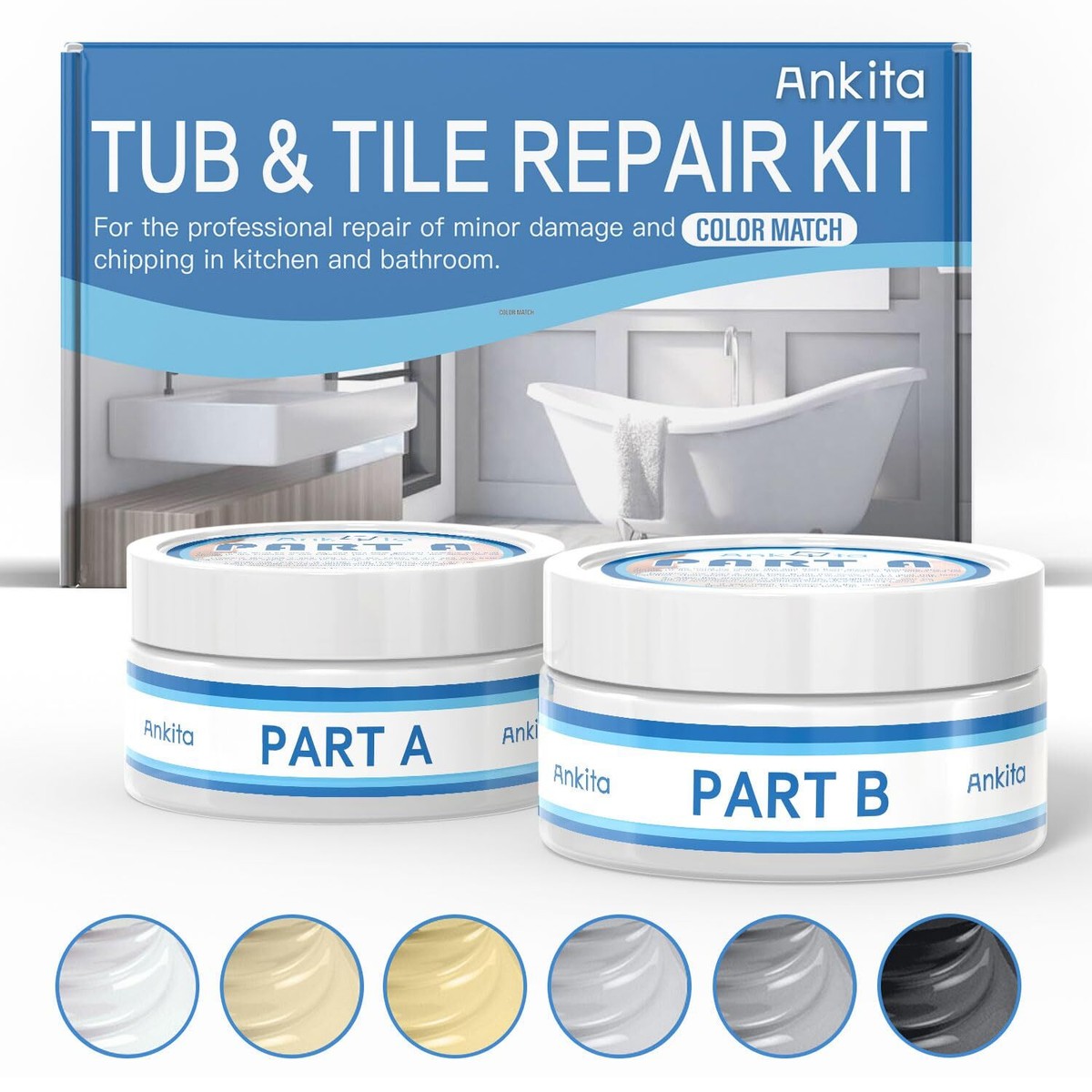 Fiberglass Tub Repair Kit (Color Match), Porcelain Sink 