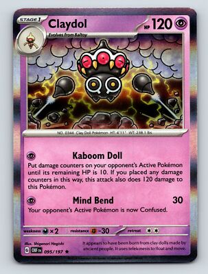 Stage 1 Claydol HP 120 Kaboom Doll Attack Rarity Psychic Purple