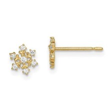  BRAND NEW 14k Yellow Gold Madi K CZ Snowflake Post Earrings GK1057
