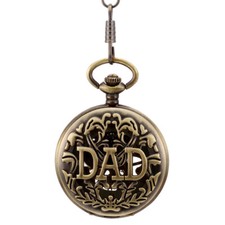 Retro DAD Hand-Wind Mechanical Pocket Watch Chain Necklace Men Father's Day Gift