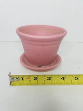 Vintage PFALTZGRAFF Pottery Planter Dark Pink Small Round Saucer Attached