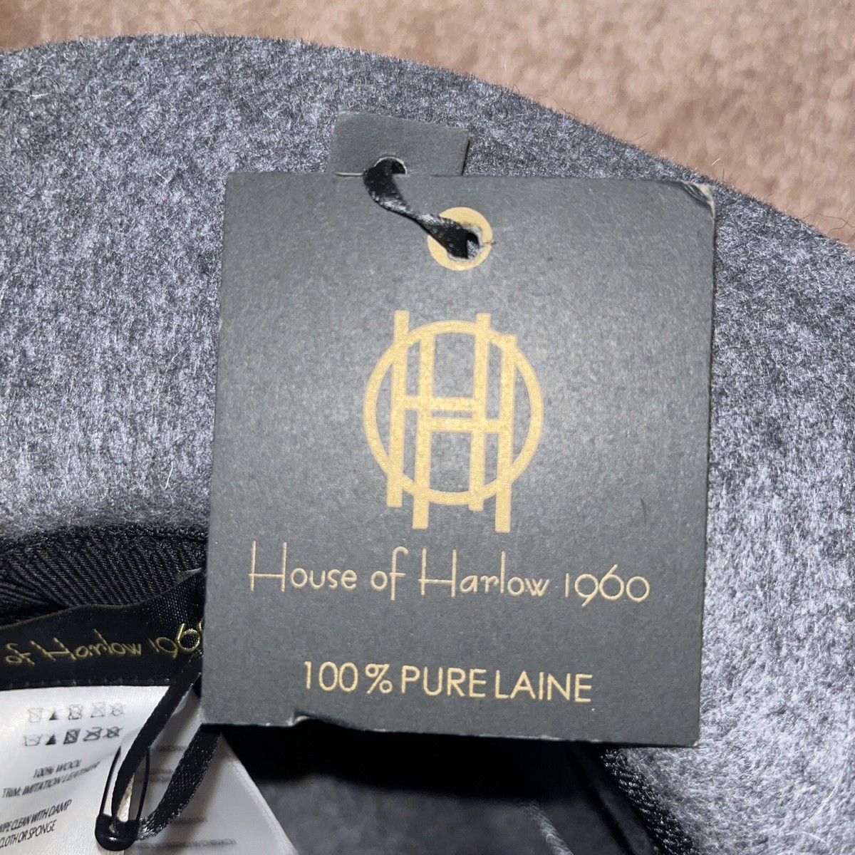 House Of Harlow 1960 100% Gray Wool Floppy Hat Womens Band 