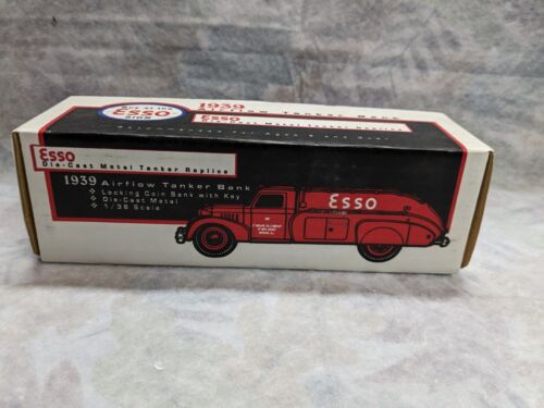Ertl Esso 1939 Red Airflow Tanker Coin Bank Die Cast Metal New In Box - Picture 1 of 6