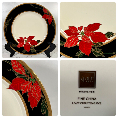 Mikasa Noël Veille Poinsettia Rouge 12 " Chop Plaque Rond Plateau Discontinué - Photo 1 sur 8