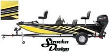 Boat Wrap Yellow Modern Curve Graphic Abstract Bass Fishing Vinyl Decal Kit Fish