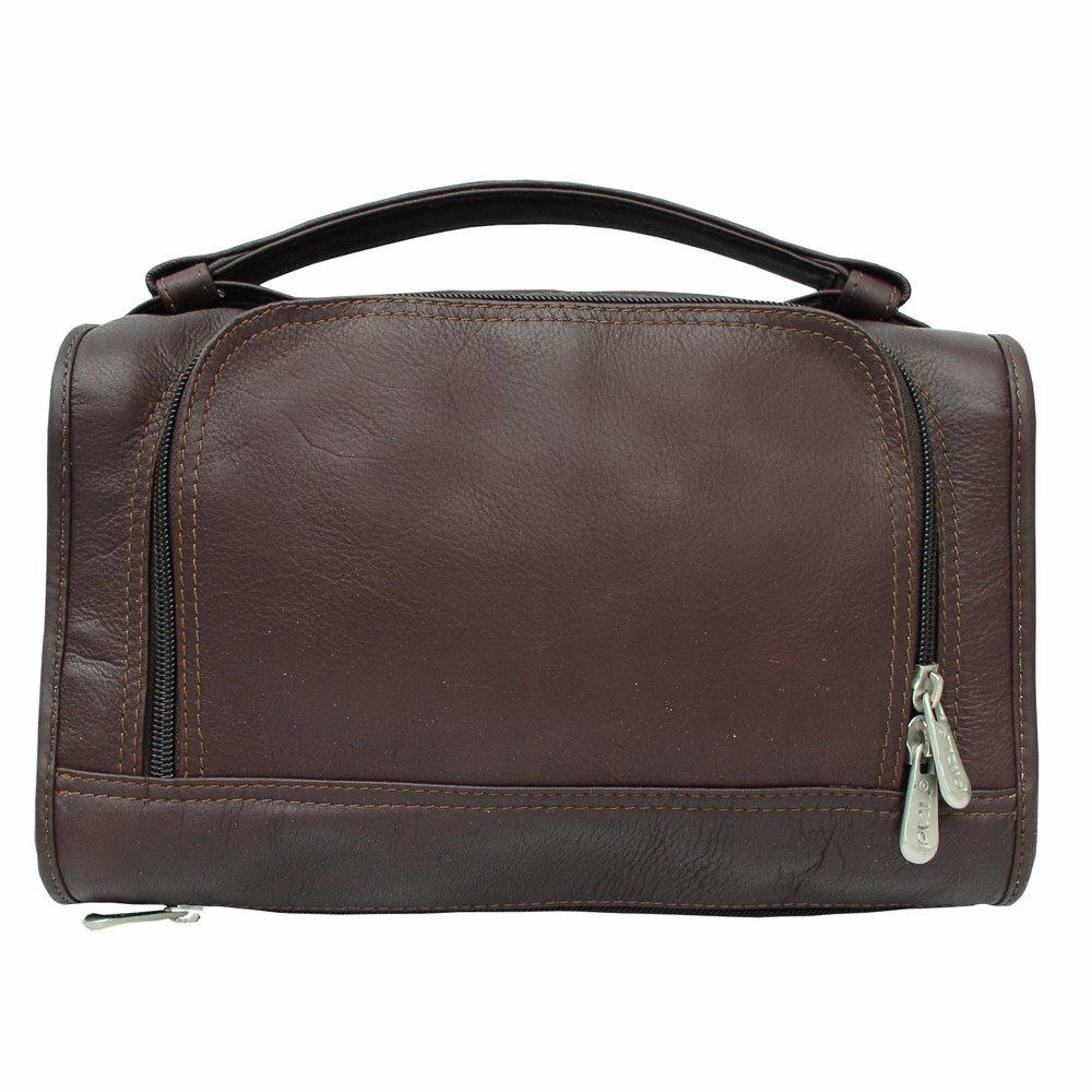 Piel Leather Luggage Half-Moon Utility Kit, Chocolate ~  One