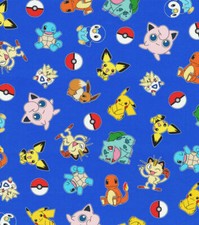 NEW Pok mon Friends Toss fabric. 1/4" yard 9" x 44" 100 Cotton