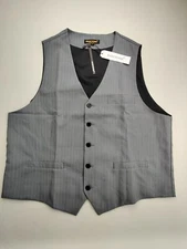Babeyond Men’s Large Light Grey/White Striped Casual Vest "New"