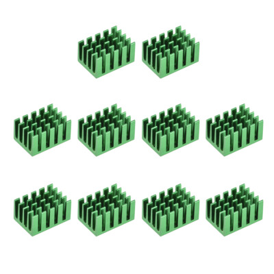 10Stk. Kreuzförmig Kerbe Kühlkörper für MOS GPU IC Chip Grün 20 x 14 x 11 mm