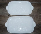 2 Vintage Hazel Atlas Dogwood Milk Glass Tray Snack Luncheon Plates