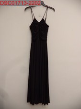 Halston Heritage Women's Black Spaghetti Strap Ruched Top Dress, S 846153415809