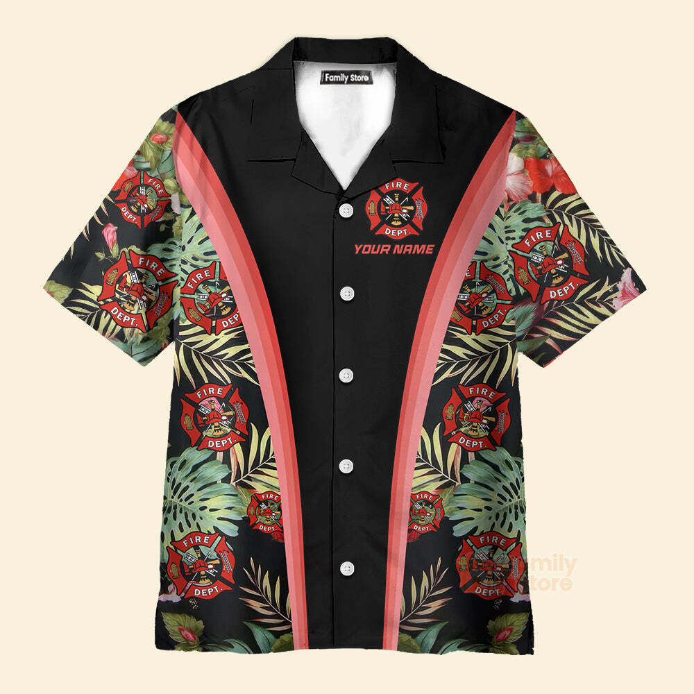 Custom Firefighter Tropical Hawaiian Shirt with Personalized Design for Unique Style