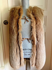 Gucci Fox Fur Leather Tie Up Vest Crocodile Trim, Size Eu 40, Medium Length