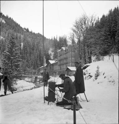 Rosenlaui Swiss soldiers taking part in rescue operation installat- Old Photo 1