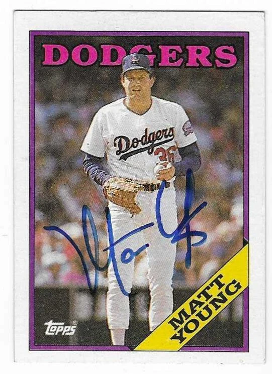 MATT YOUNG 1988 TOPPS AUTOGRAPHED SIGNED # 736 LOS ANGELES DODGERS
