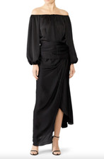 Juan Carlos Obando Black Off-the-Shoulder Midi Dress, Size US 6