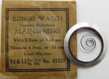 Illinois 12 13s model 47337 watch Mainspring 1 piece T end brown / blue alloy