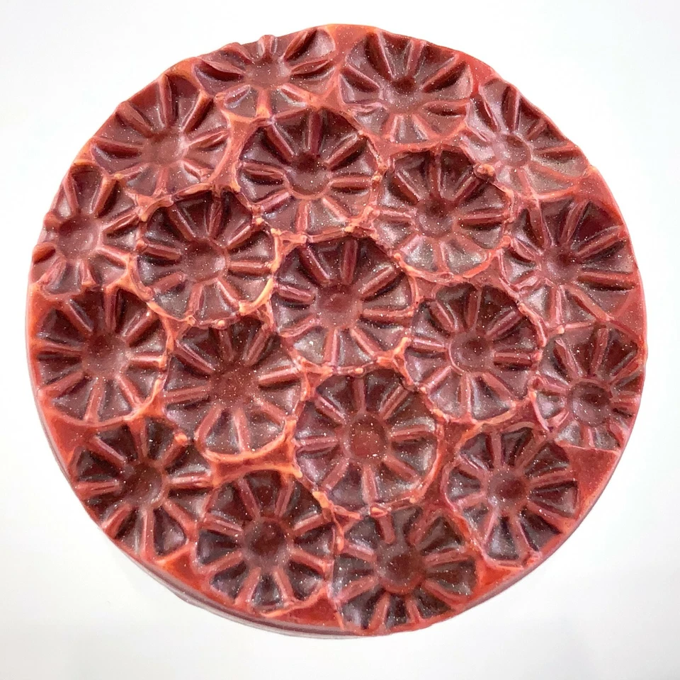 Vintage Molded Red Color Plastic Garment Button Size 1.25in Floral Pattern 935A - Image 2 of 4
