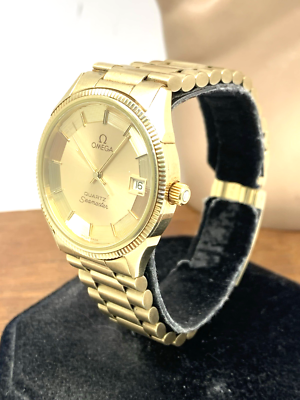 Omega Seamaster Men's Watch Vintage 1976 Swiss Quartz Pie Pan Date
