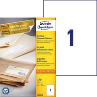 Avery Zweckform LR3478 Recycling Etiketten (100 Klebeetiketten, 210X297Mm Auf A4