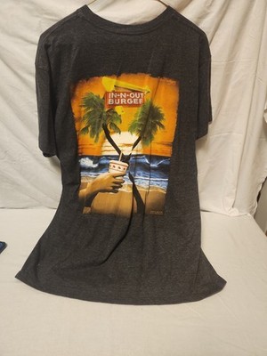 In N Out Burger T-SHIRT Sz Large Dark Grey California Two Sided Graphic Tee