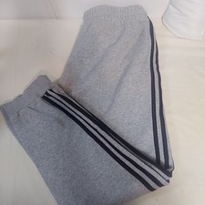 Adidas Men's Gray Joggers Sweatpants with 3 Stripes Size Large
