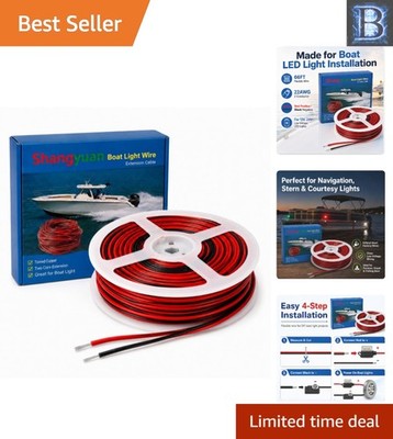 Reliable 66ft Low Voltage Boat Light Extension Wire for Multiple Applications