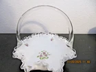 Fenton VIOLETS IN THE SNOW Silver Crest Basket No Chips Cracks Or Fleabites EUC