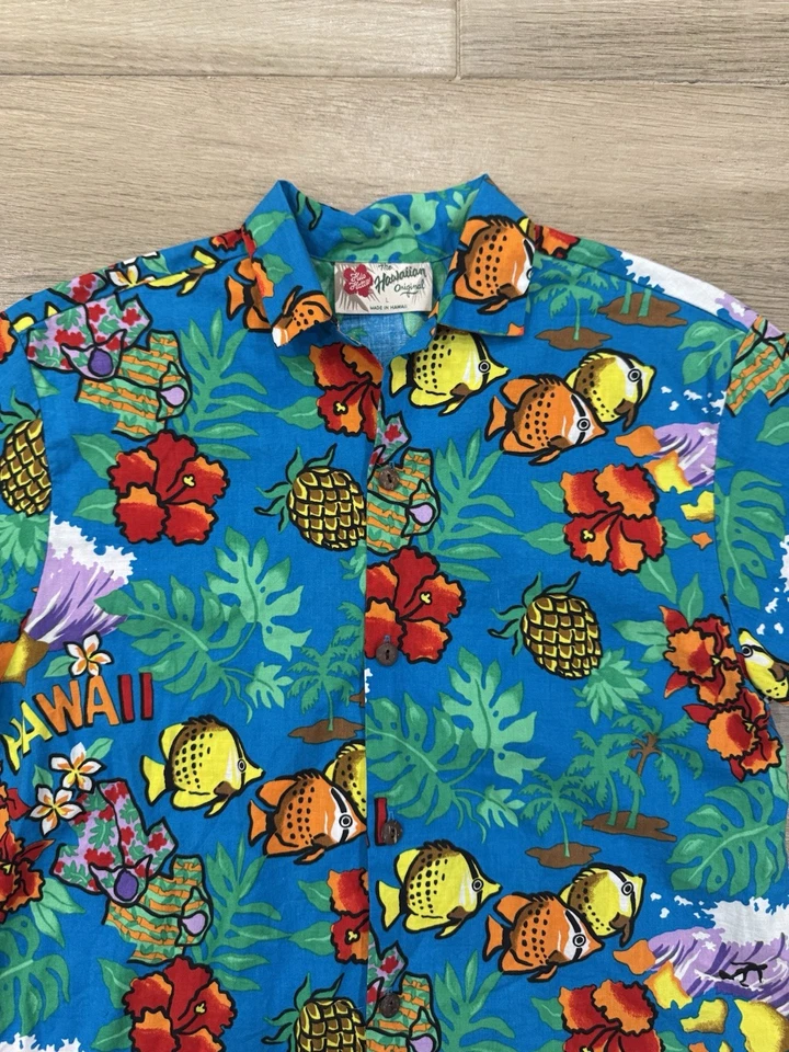 Camisa Hawaiana Vintage Hilo Hattie Niños GRANDE 10-12 Abotonada Floral Años 90 Y2K EE. UU. Foto 3 de 4