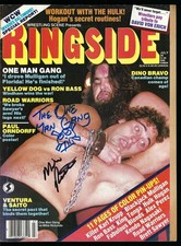 EB3468  ONE MAN GANG  MIKE ROTUNDA  signed Vintage Wrestling Magazine w/COA