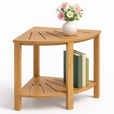 Scaffale in Legno Bambù 40x40 H 43 cm Multiuso 2 Ripiani Camera Ingresso Bagno