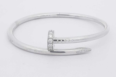 Cartier 18k White Gold Juste Un Clou Bracelet Diamonds 31.7g Size 16 Eb326wrxzsa