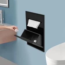 Recessed Wall Mounted Trash Can, Tilt Out Trash Bin Cabinet, Hidden Trash Can