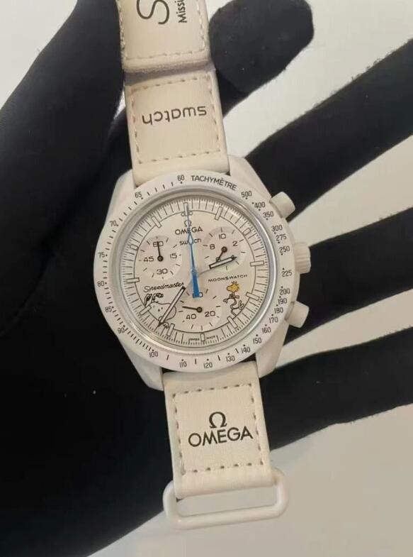 - White To Mission Omega The x Box With Swatch Snoopy Watch - vintagewatches.pk