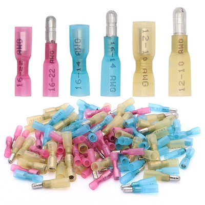 120PCS Heat Shrink Bullet Connectors Kit,Waterproof Electrical Female & Male ...