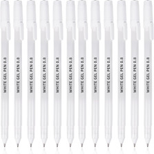 12 Pack White Gel Pens, 0.8Mm Extra Fine Point, Premium White Ink Gel Pen, for B